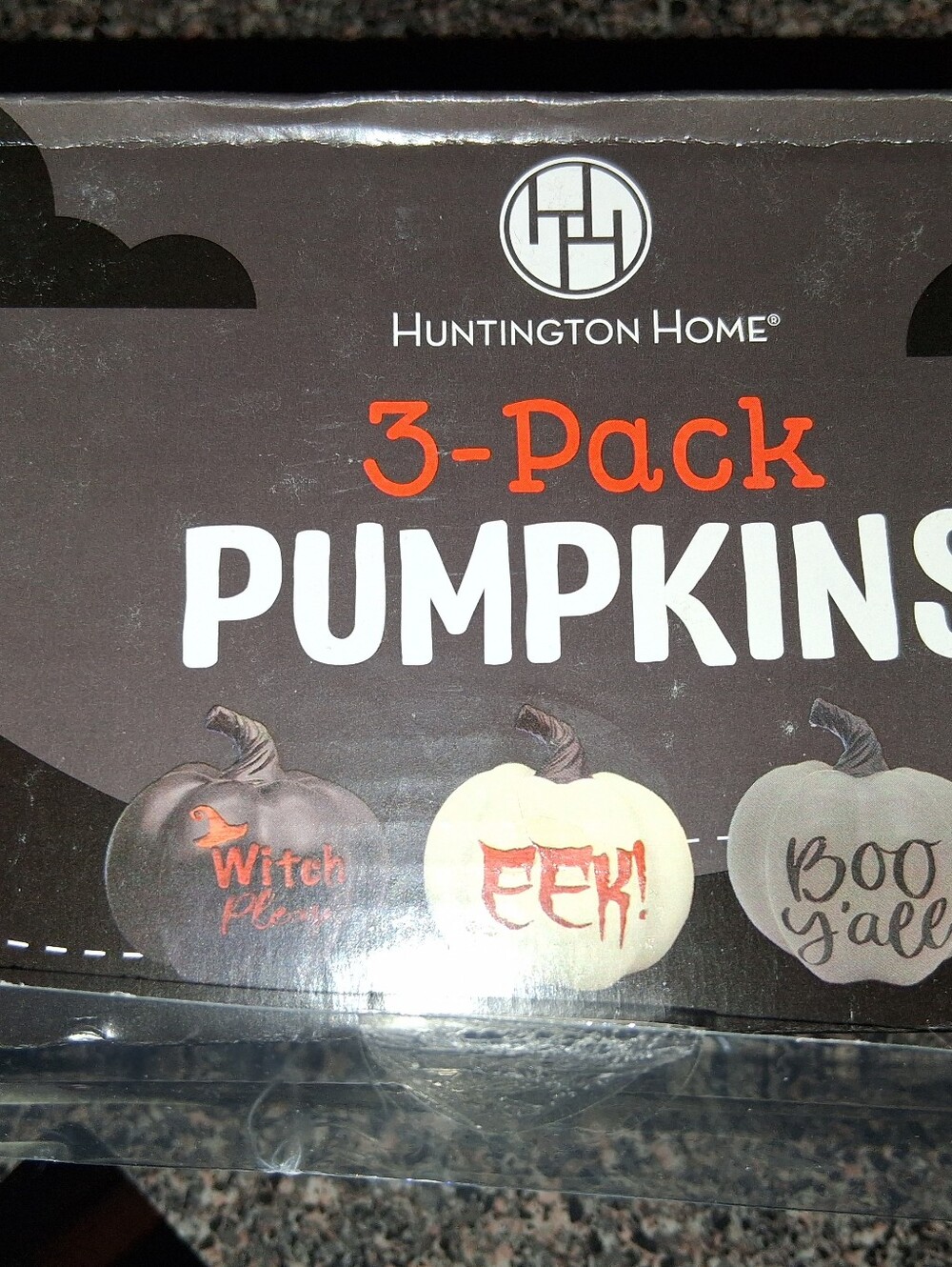 Huntington Home Black, White and Gray Decorative Halloween Pumpkins 3-Pack